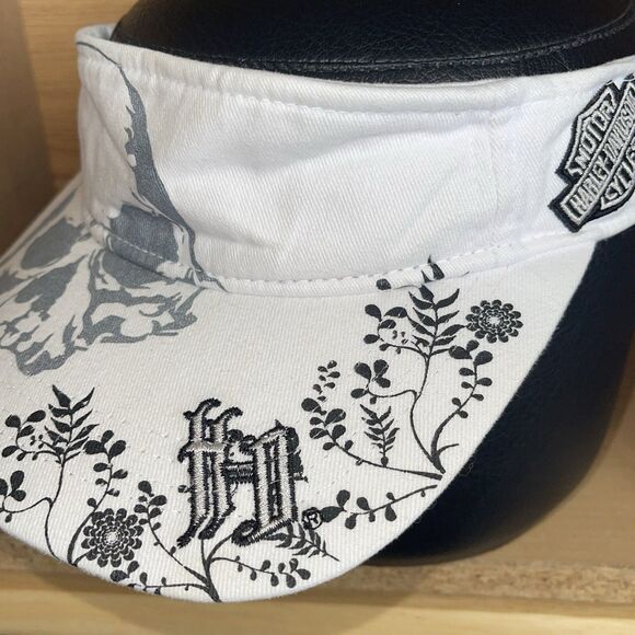 Harley Davidson White Skull Print Women's Visor - Picture 5 of 14
